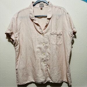 J. Crew Light Beige linen blend button-down, collared shirt, size XL.
